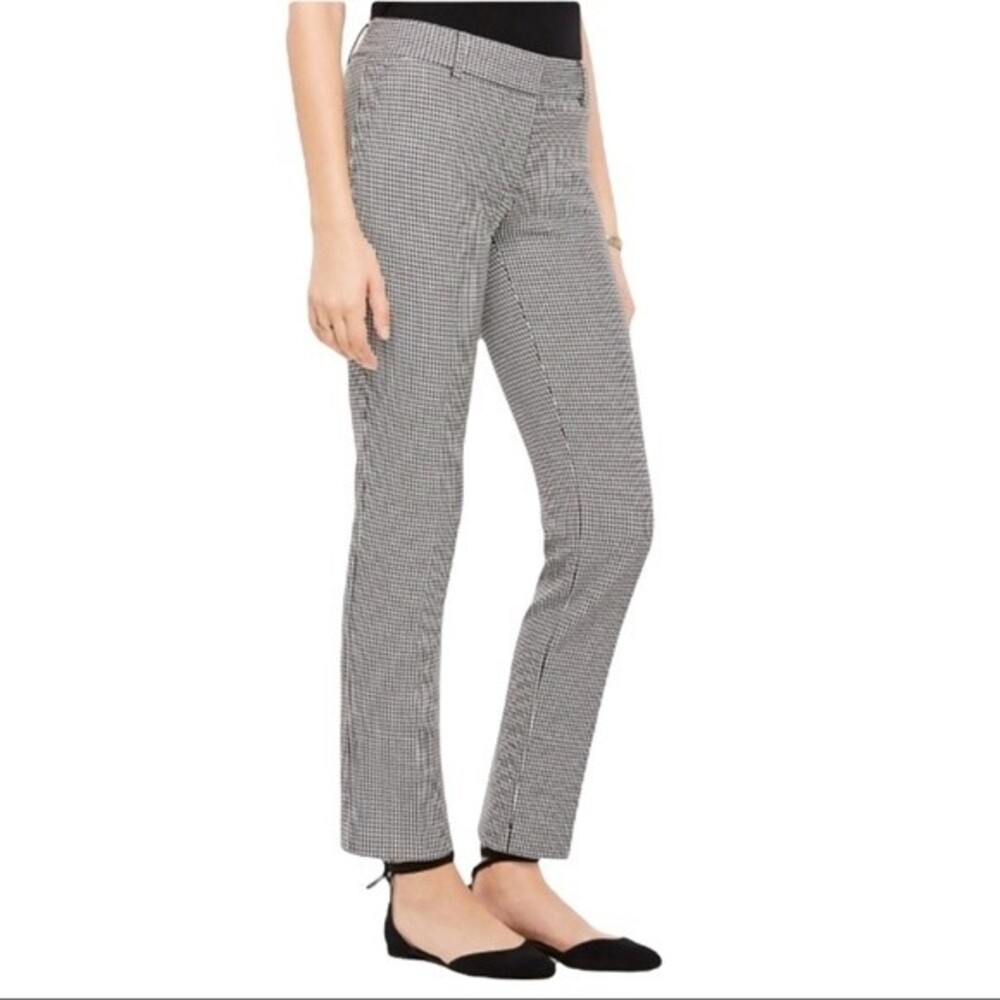 Ann Taylor Factory Mid Rise Black White Houndstooth Ankle Crop Trouser Pants 4P